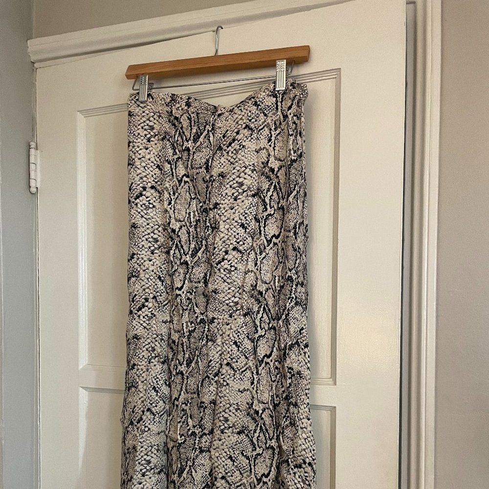 Reformation Bea Snake Print Midi Skirt (Size 8)
